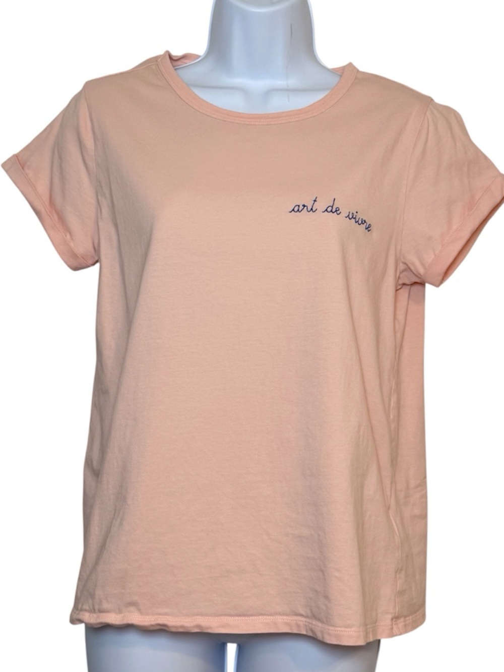 Maison Labiche Paris Art De Vivre Organic Cotton Peach Pink Tee Size Small